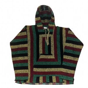 Pilotzi Men's Rasta Poncho Hoodie SZ L